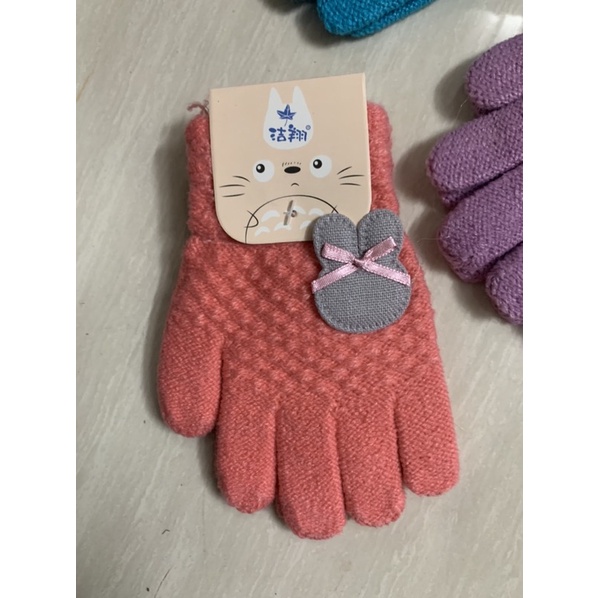 (1đôi) găng tay len dày dặn gắn hình thỏ xinh xắn cho các bé từ 3-7tuổi.