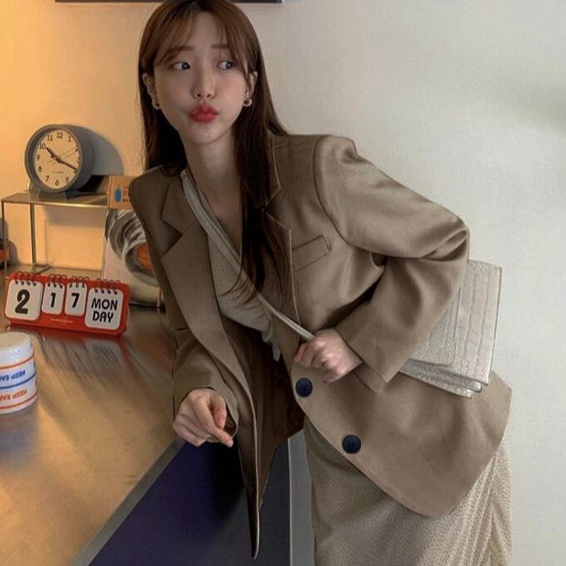 Áo Khoác Blazer Phong Cách Hàn Quốc Thời Trang Thu Đông Thanh Lịch Cho Nữ Áo Blazer
