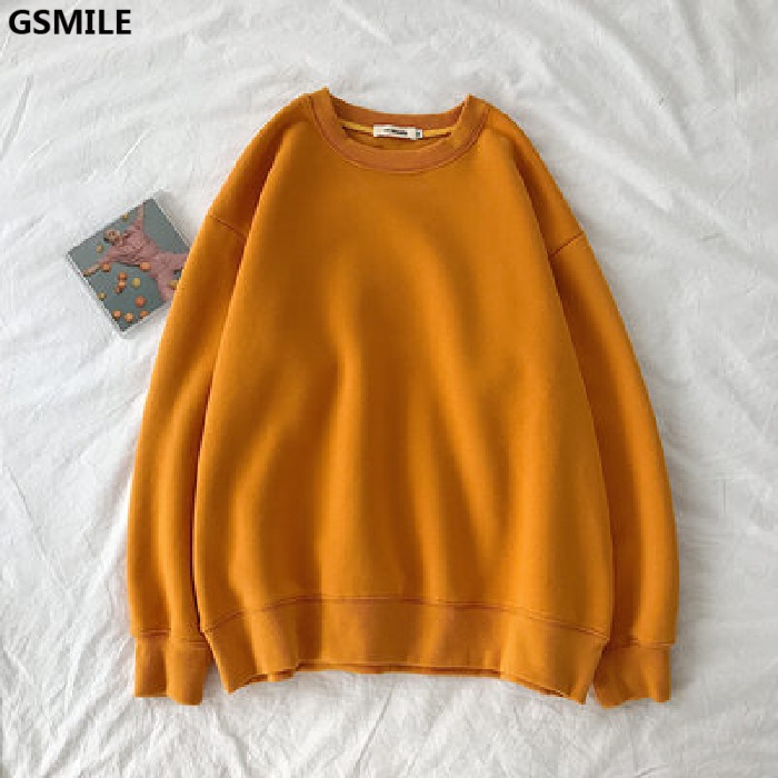 Áo Sweater Nữ Tay Dài Dáng Rộng Màu Trơn Phong Cách Hàn Quốc Cá Tính Với 9 Màu Lựa Chọn