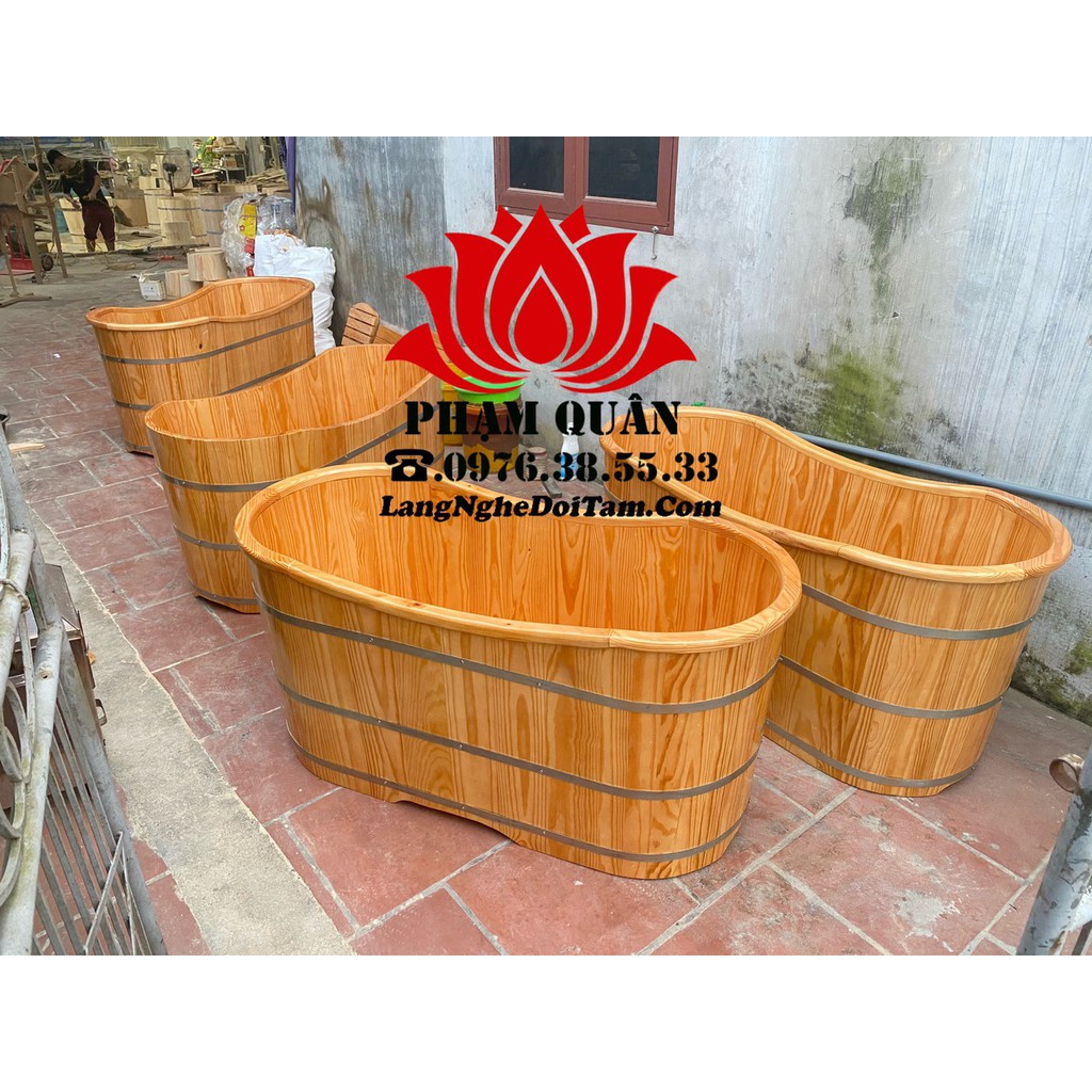 Bồn tắm gỗ bo viền gỗ thông nhập khẩu