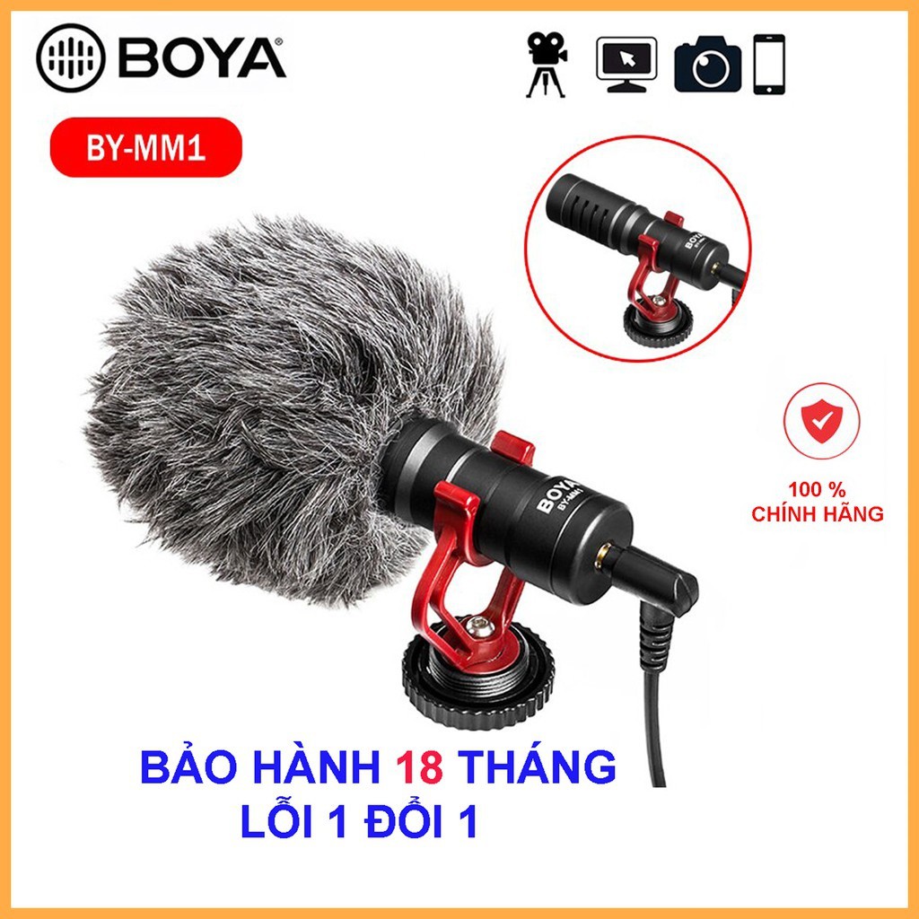 Boya BY-MM1 micro thu âm cao cấp cho máy ảnh DSLR, FLASH, và điện thoại - Hàng Nhập Khẩu Chính Hãng