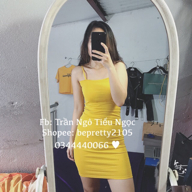 Đầm body 2 dây trơn borip