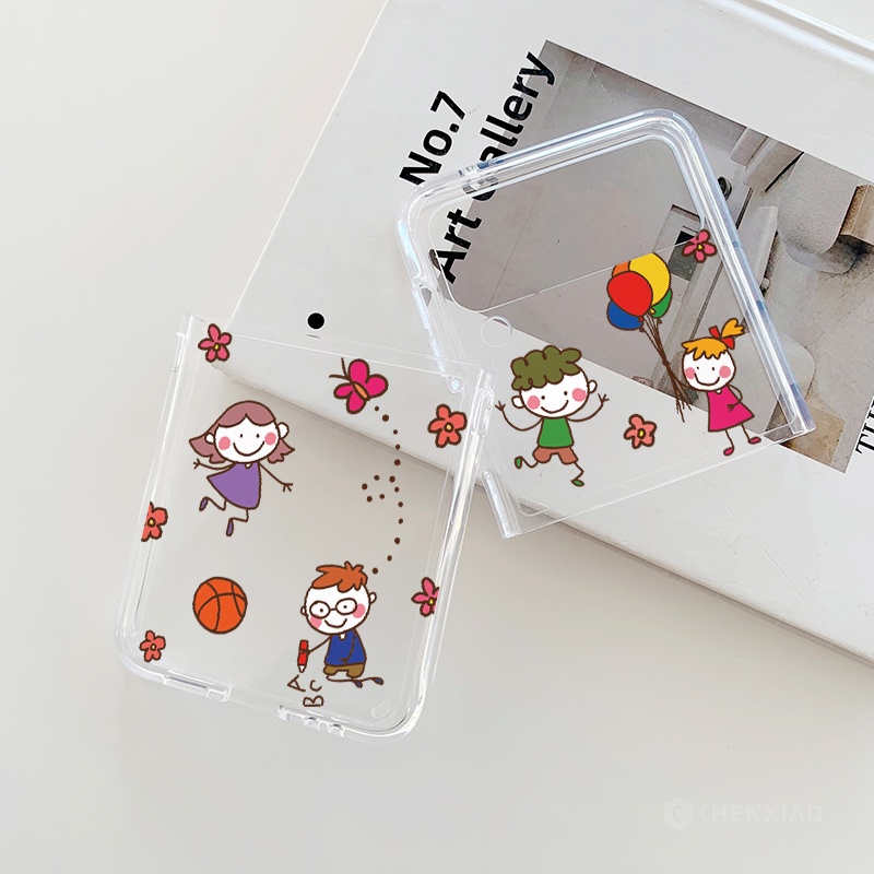Bao Da Điện Thoại Nắp Gập Chống Rơi Trong Suốt In Họa Tiết Hoạt Hình Dễ Thương Dành Cho samsung galaxy z flip 4 flip3 flip1 / 2 Vỏ