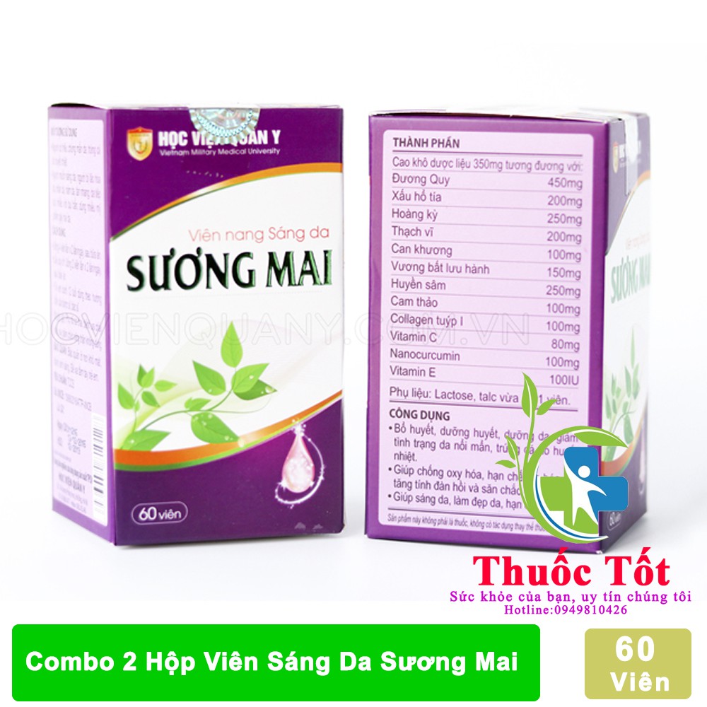 [ Chính Hãng ] Bộ 2 Viên sáng da Sương Mai Học Viện Quân Y