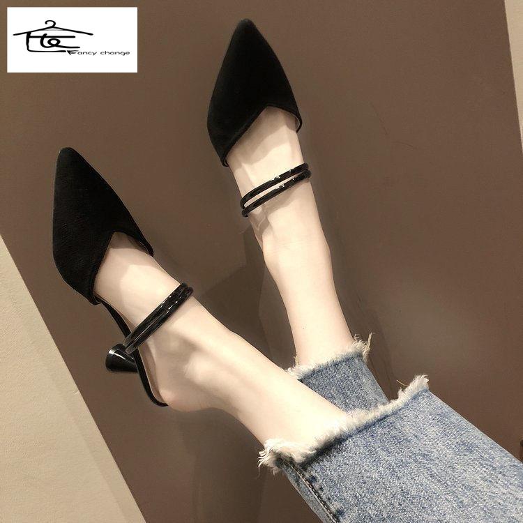 Giày Cao Gót Mũi Nhọn Họa Tiết Kẻ Sọc Thời Trang Mùa Xuân Cho Nữ