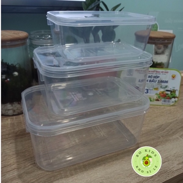 SỈ 5 hộp lạnh bầu đựng đồ ăn có lắp 3 size 6686-4 , 6686-3 , 6686-2 , 6685-5 nhựa Việt Nhật L.508