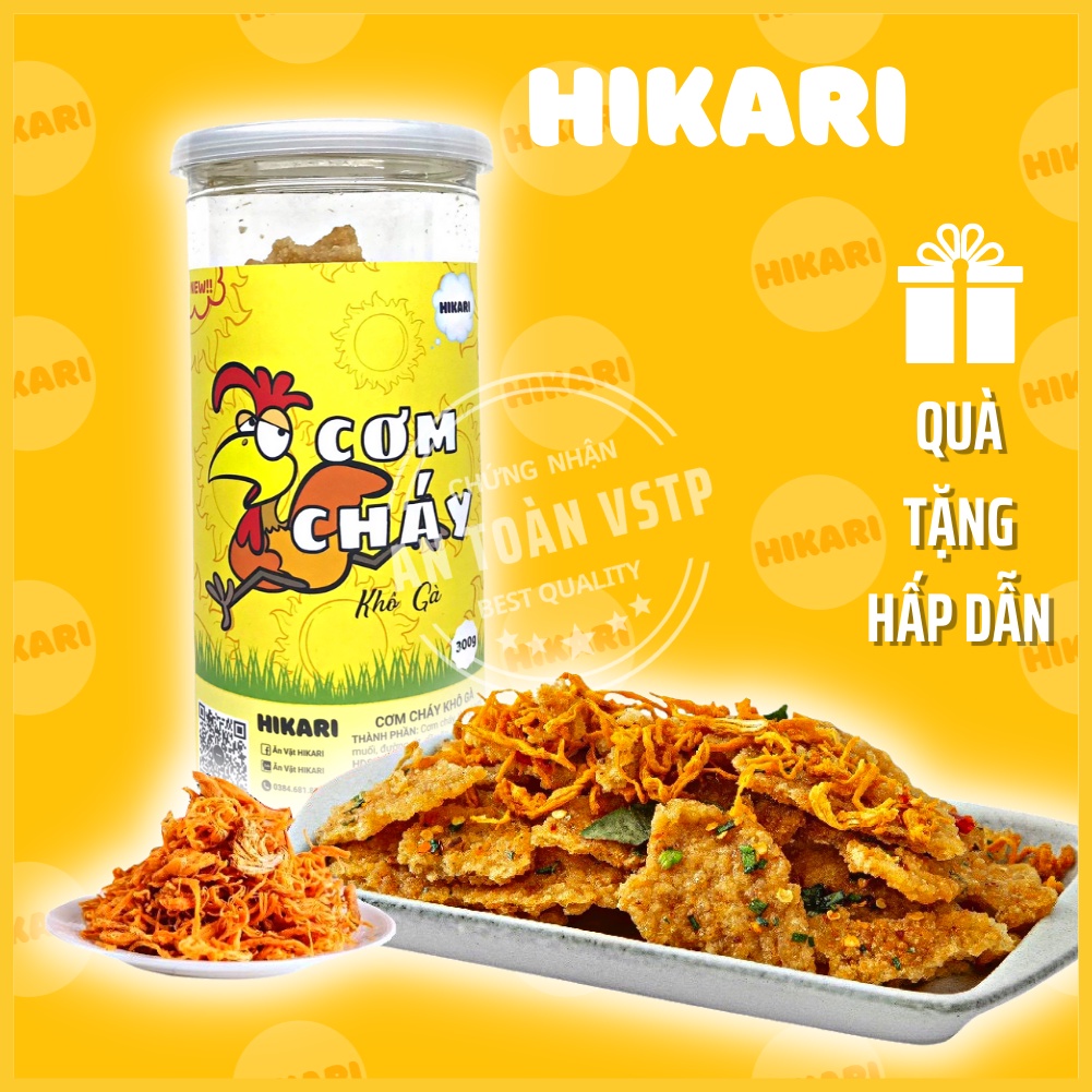 Cơm cháy khô gà 300g đồ ăn vặt ngon vệ sinh an toàn thực phẩm - Hikari