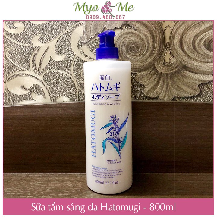 Sữa tắm sáng da chiết xuất ý dĩ Hatomugi Moisturing &amp; Washing Body Soap - 800ml