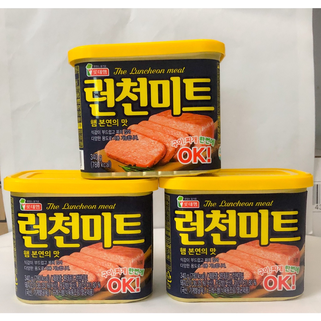 [BÁN SỈ] Thịt Hộp Lotte Hàn Quốc 340g HSD 2024 The Luncheon Meat FREE SHIP Thịt Hộp Spam Nắp Vàng