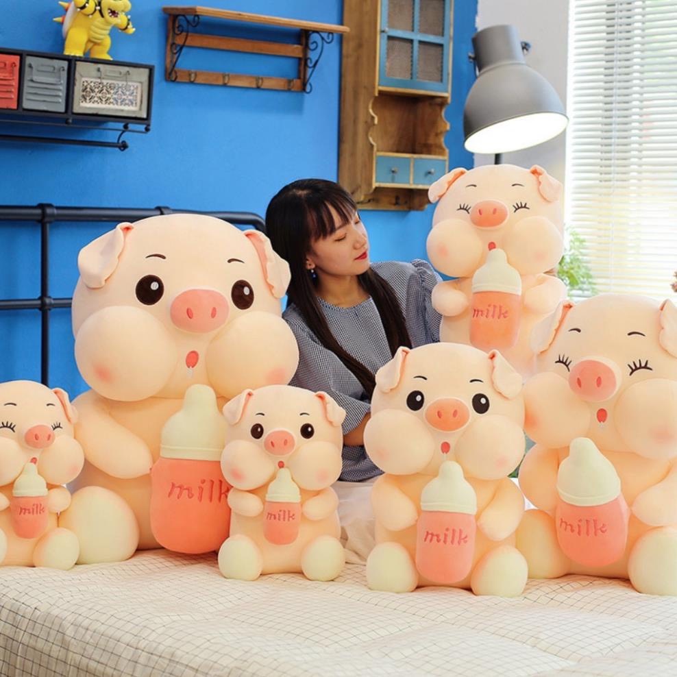 Gấu bông Heo ôm bình sữa, Heo milk - Thỏ ôm bình sữa siêu to khổng lồ, mẫu thú nhồi bông siêu cute hàng cao cấp mềm mịn