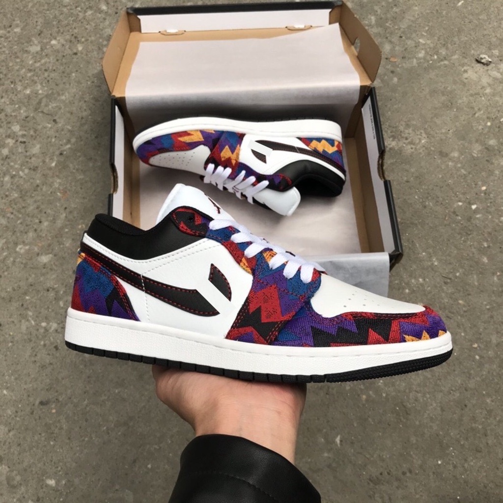 HoPi | Giày sneaker Jordan 1 low thổ cẩm - full box bill.