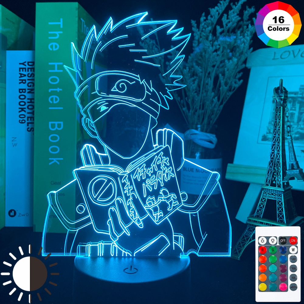 Led 3d Night Light Japanese Anime Naruto Kakashi Hatake Icha Icha Paradaisu Figure Nightlight for Child Bedroom Decor Desk Lamp