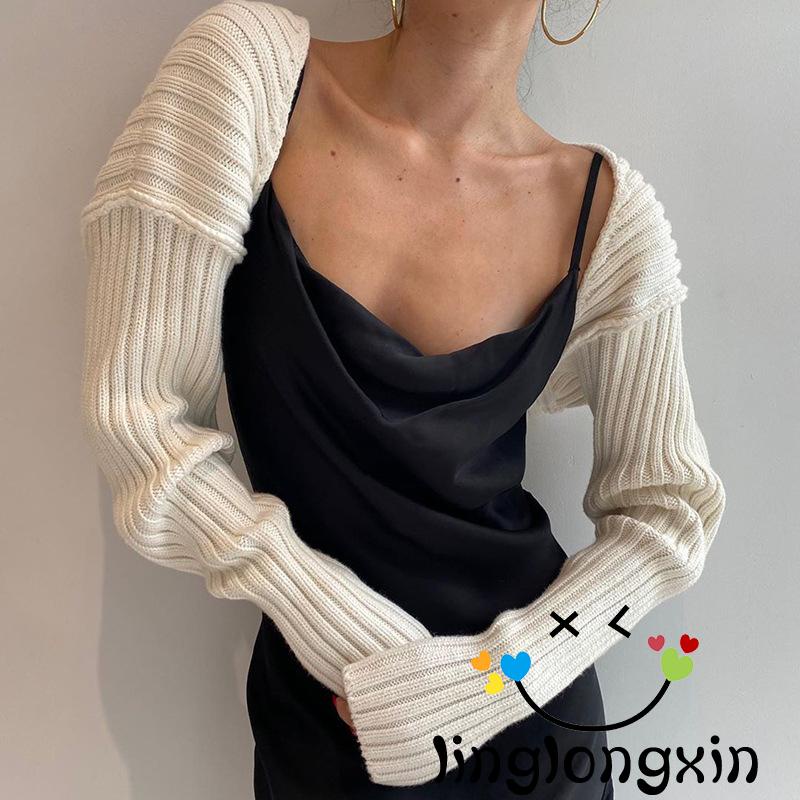 Áo khoác cardigan dệt kim siêu ngắn màu trơn đơn giản cho nữ Y2K