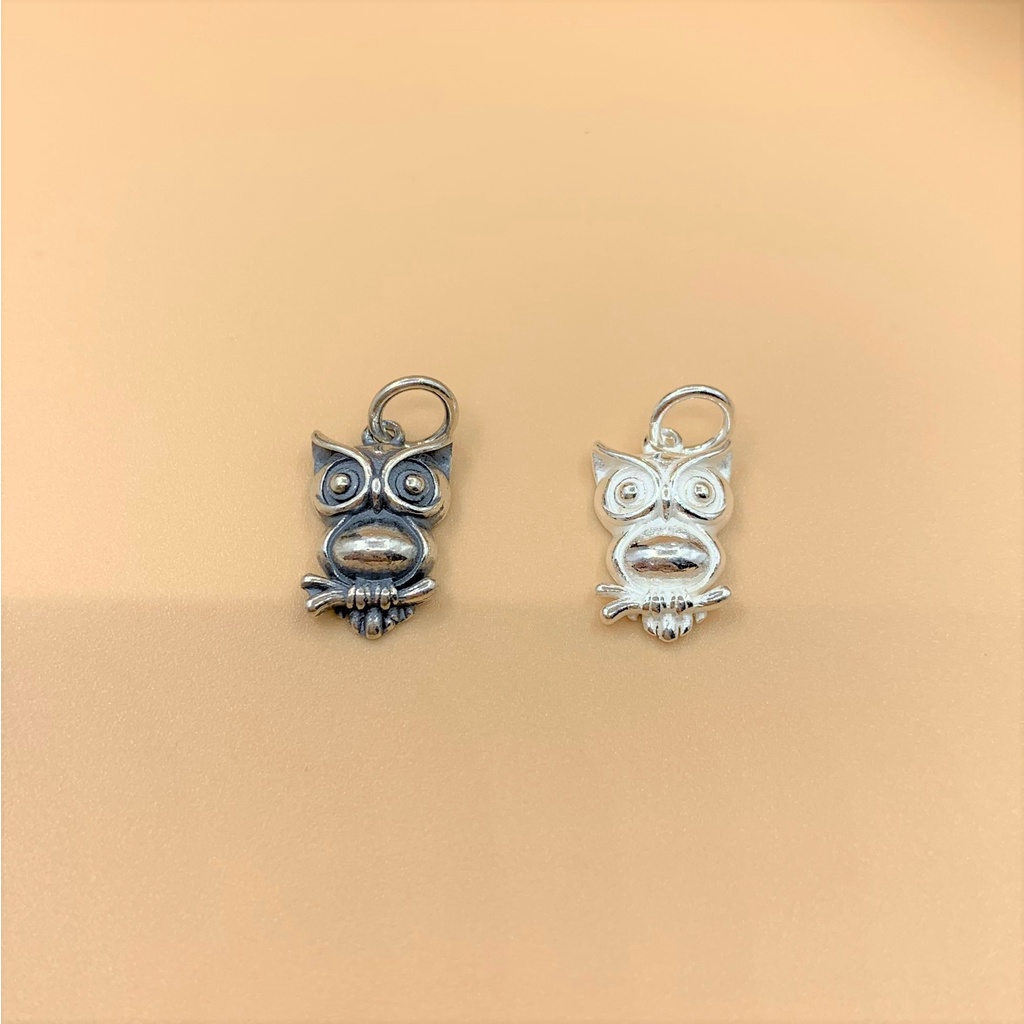 Charm móc treo hình cú đêm Night Owl đậu cành cây - Charm Bạc 925 - Mã CA505