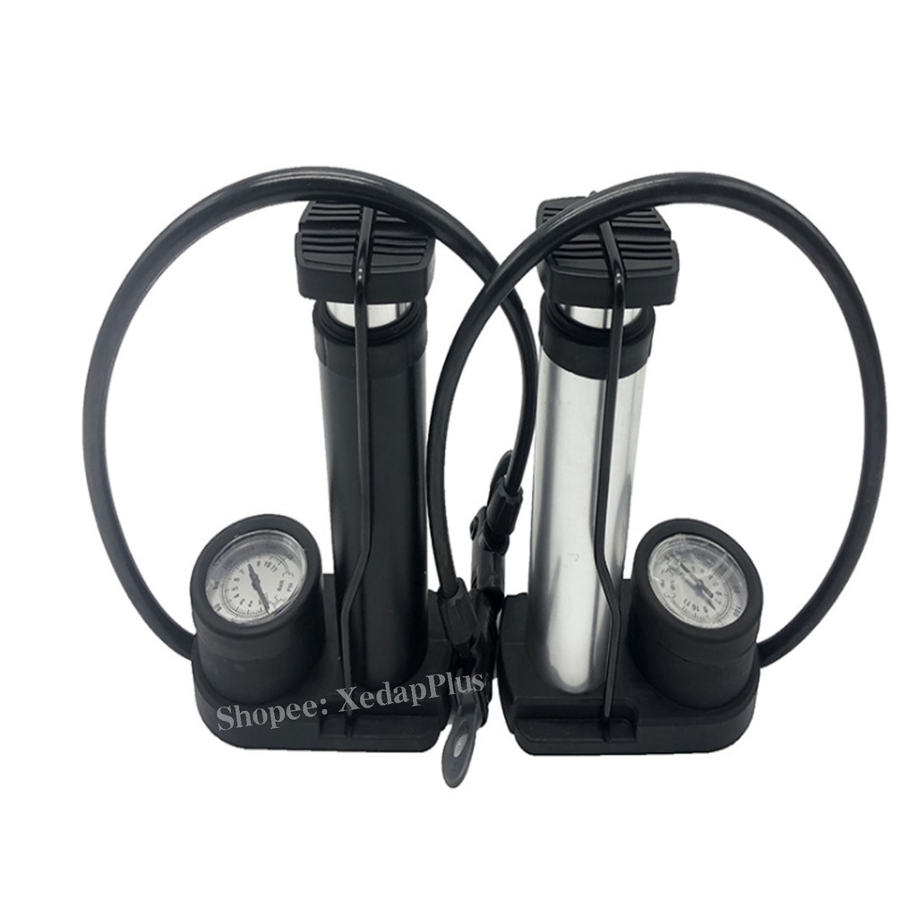 Bơm Xe Đạp Có Đồng Hồ Đo Áp Suất Hợp Kim Nhôm Loại Đạp Chân Cao Cấp - Dùng Cho Xe Đạp Xe Máy Ô Tô Trái Banh