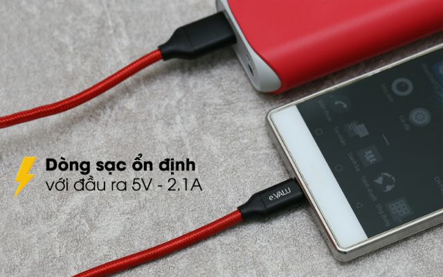 🔴Dây cáp Micro USB 1 m e.VALU LTM-01 Max 2.1A