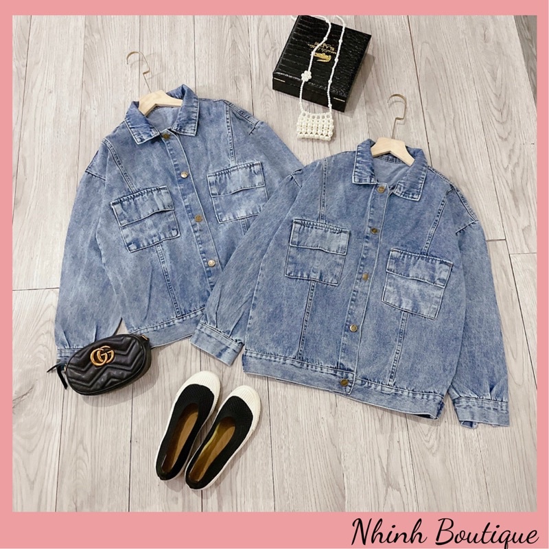 Áo Khoác Jean Túi Trước Dáng Rộng❌Áo Denim Bò Ulzzang Dài Tay ❌