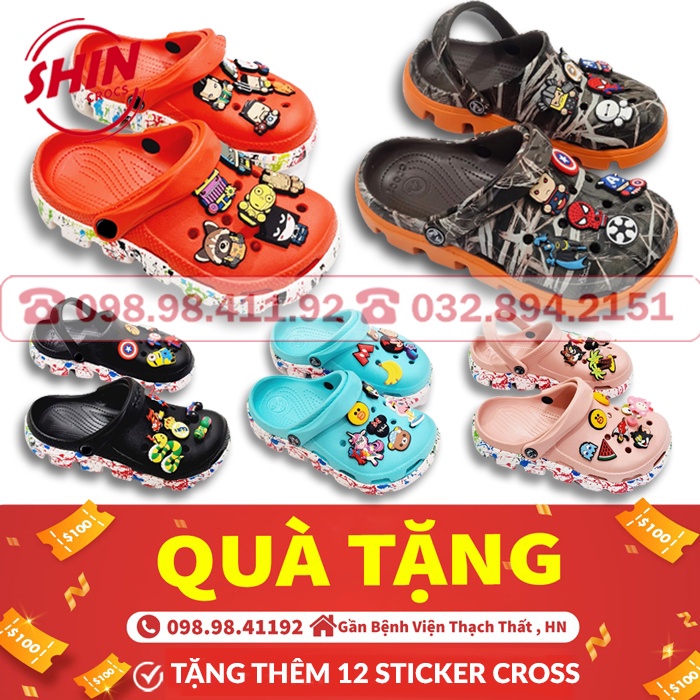 Dép cross💖FREESHIP💖dép cross vảy sơn họa tiết nhiều màu SHINDUV09 tặng thêm 12 sticker cross