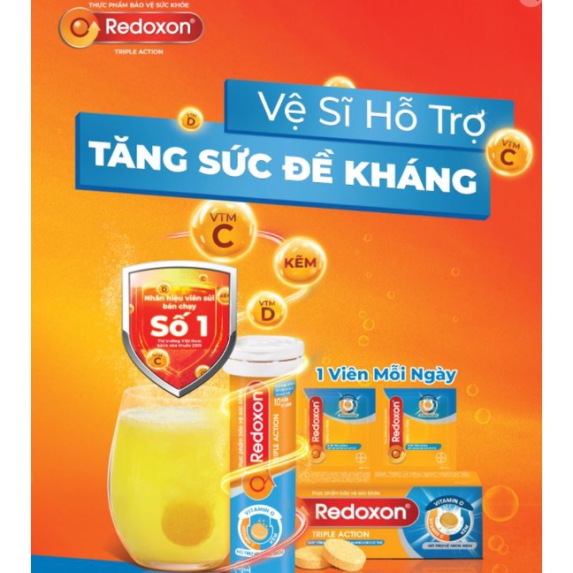 Redoxon Triple Action, Viên sủi bổ sung vitamin C, vitamin C và kẽm, tuýp 10 viên