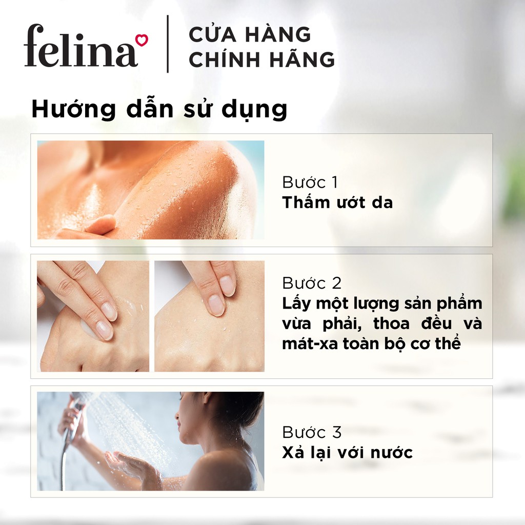 Gel tắm tẩy tế bào chết Felina Home Spa dạng gel kỳ 300ml từ sợi bông vải chiết xuất Cam Yuzu cho da sáng mịn