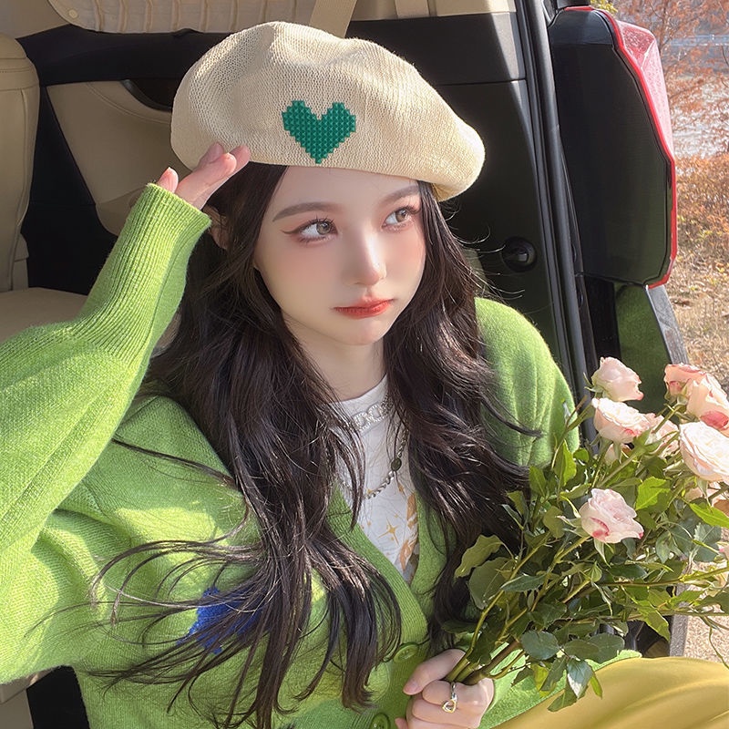 Mũ beret Thêu Hình Trái Tim Phong Cách Hàn Quốc Mới