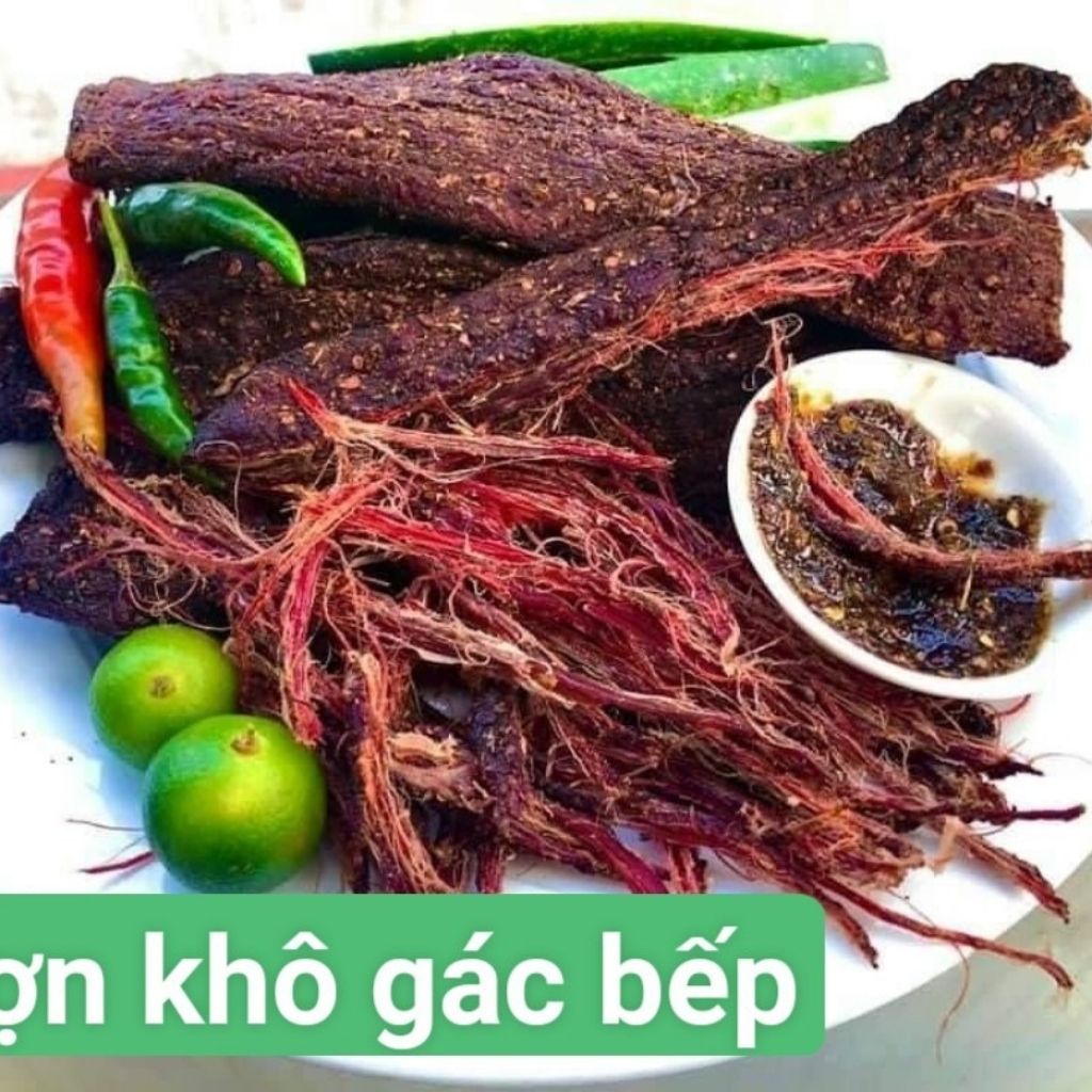 Thịt Lợn Khô Gác Bếp Tây Bắc thơm mùi hạt dổi mắc khén Tặng Chẩm Chéo | BigBuy360 - bigbuy360.vn