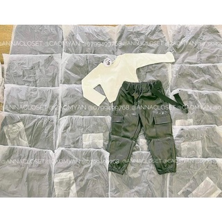Set quần da áo crop cho bé