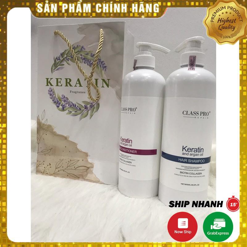 Cặp Dầu Gội Xả Class Pro Keratin Chuyên Phục Hồi Mềm Mượt 800ml x 2