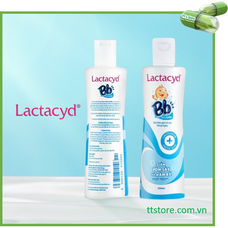 Sữa tắm gội trẻ em Lactacyd Milky - Lactacyd BB - Lactacyd em bé - giảm rôm sảy, hăm kẻ