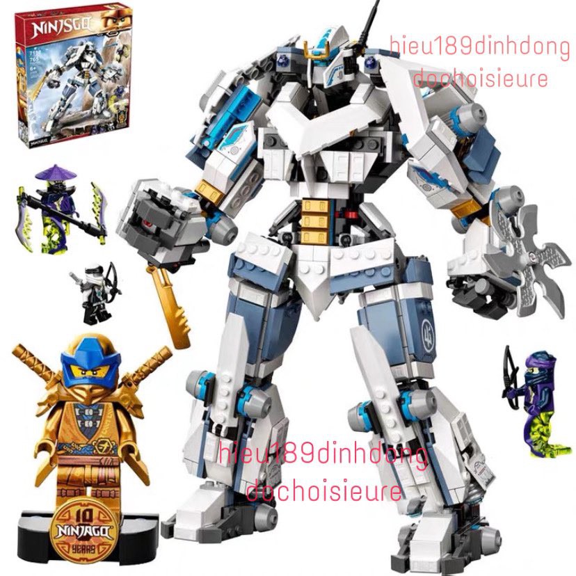 Lắp ráp xếp hình non Lego Ninjago 71738 , 7188 : Trận chiến Titan Mech chiến giáp người máy robot băng của Zane 765 mảnh