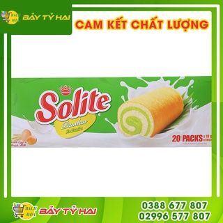 Bánh bông lan cuộn kem vị lá dứa Solite hộp 360g (20 cái)