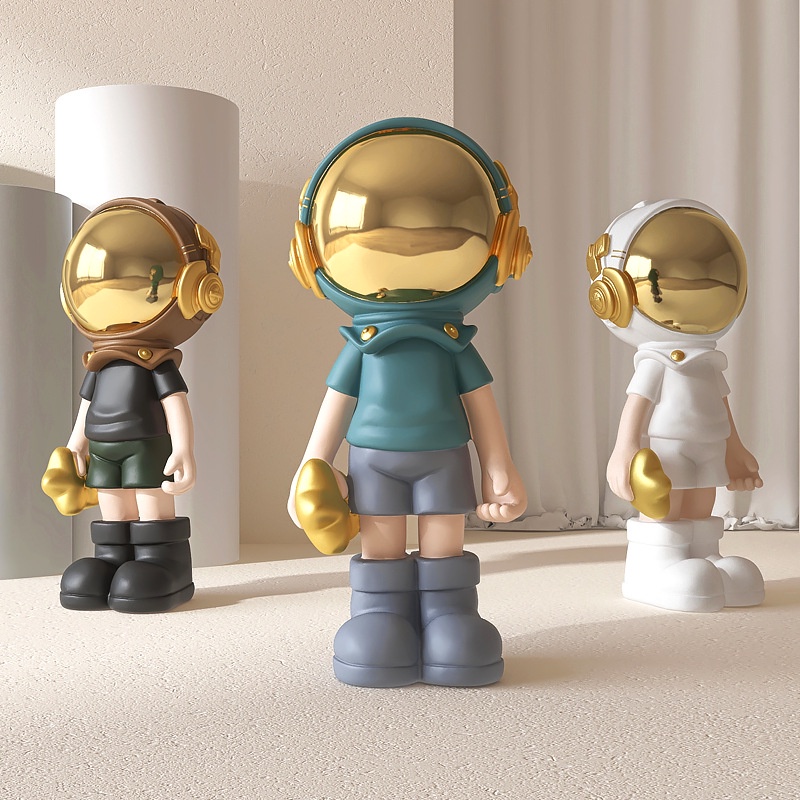 Tượng LOVIVER mô hình phi hành gia nhí cầm bóng dùng để trang trí