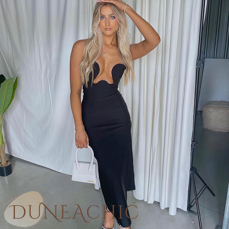 DUNEA Đầm Dự Tiệc Trễ Vai Thiết Kế Xẻ Tà Quyến Rũ Cho Nữ