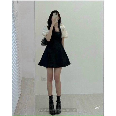 Đầm Mini Tay Phồng Cổ Vuông, Váy Nữ Di tiệc Dáng Xoè Chất Siêu Mề Thích Hợp Đi Tiệc Dạo Phố