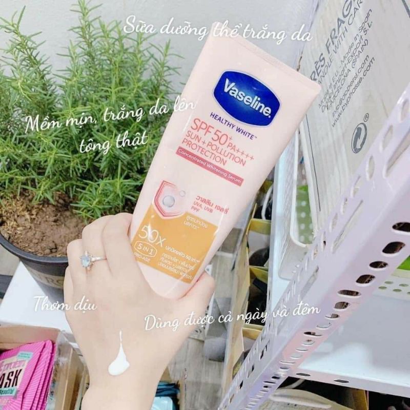 (Pick up Store Thái) Sữa dưỡng thể Vaseline 50x Thái Lan trắng da chống nắng 320ml