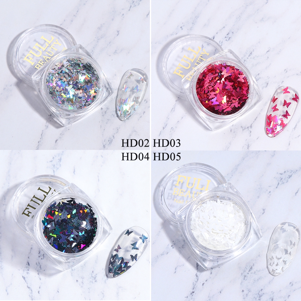 Hộp sequin hình bướm trang trí móng nghệ thuật lấp lánh