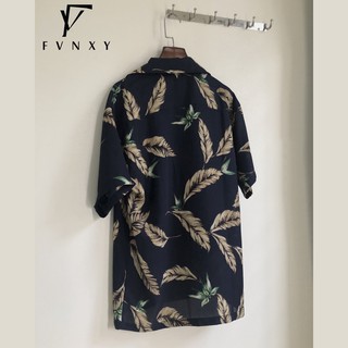 Áo Sơ Mi Ngắn Tay Unisex FVNXY Hoạ Tiết Lông Vũ (chất liệu Lụa Cát - Form Rộng)