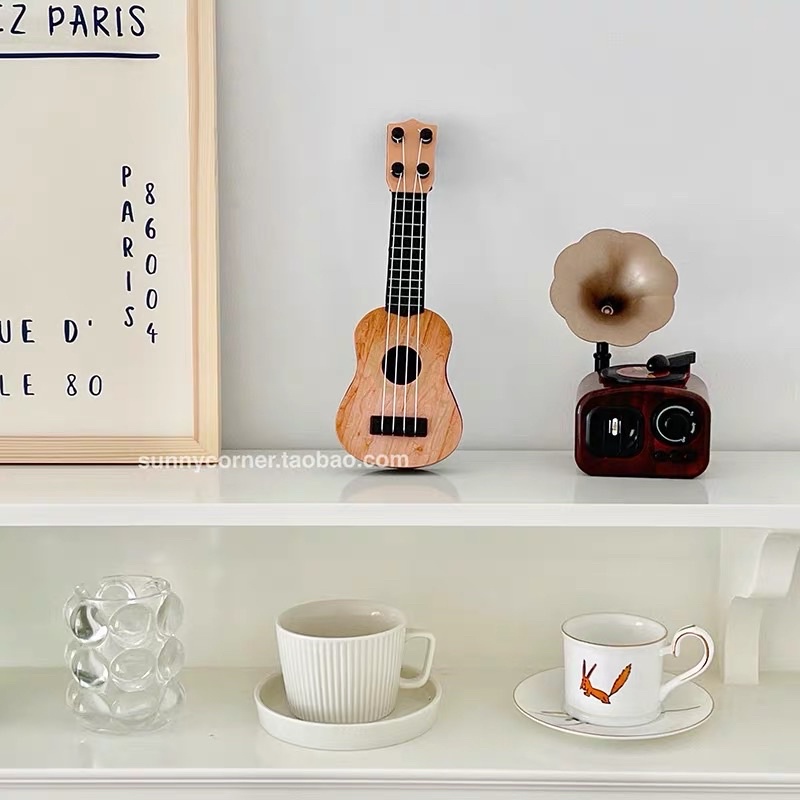 MÔ HÌNH ĐÀN UKULELE MÔ HÌNH TRANG TRÍ ĐỂ BÀN, TỦ, KỆ
