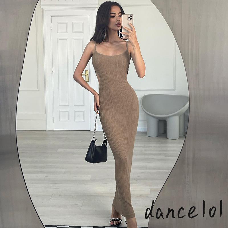 Đầm Múa 1O1 Hai Dây Dáng Dài Hở Lưng Màu Trơn Thời Trang Cho Nữ