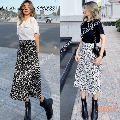 Chân váy dài lưng cao hoạ tiết da báo thời trang cho nữ GNSJB509
