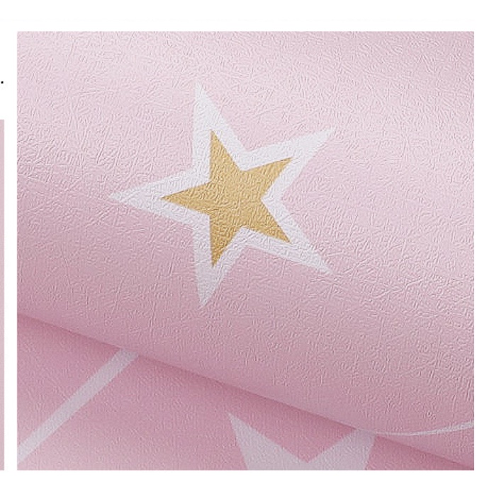 5-10 mét giấy dán tường MẪU SAO BĂNG XÁM NHẠT VÀ HỒNG