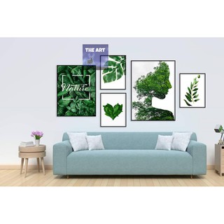 Bộ 5 tranh treo Cô gái và lá cây(KÈM ẢNH THẬT)