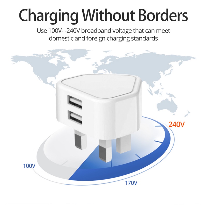 Cốc sạc HdoorLink tiêu chuẩn Anh Quốc PD20W+QC3.0 cổng USB kép 5V2A mang theo đi du lịch