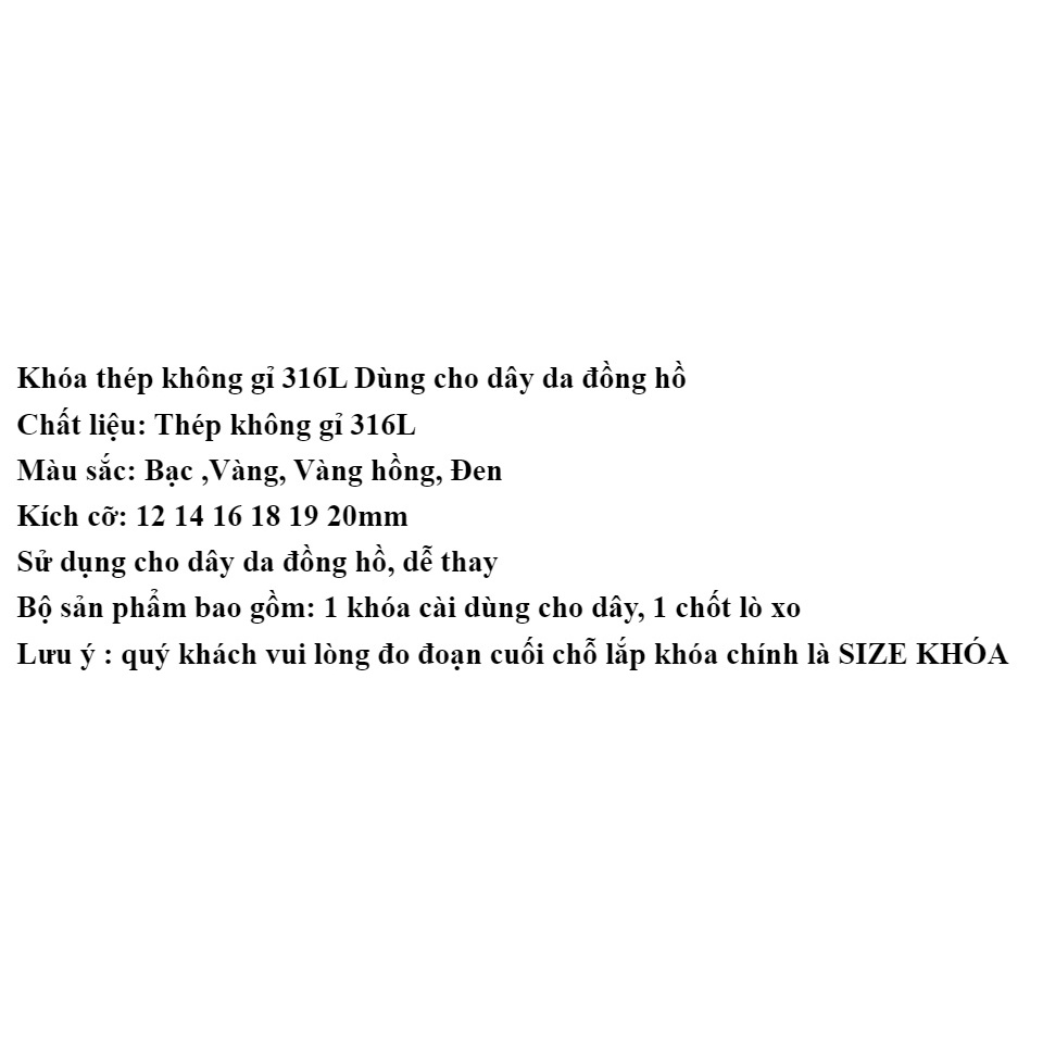 [Phụ kiện đồng hồ] Khóa đồng hồ MS05 thép không gỉ dùng cho dây da nhiều SIZE 12 14 16 18 19 20mm (nhiều màu)