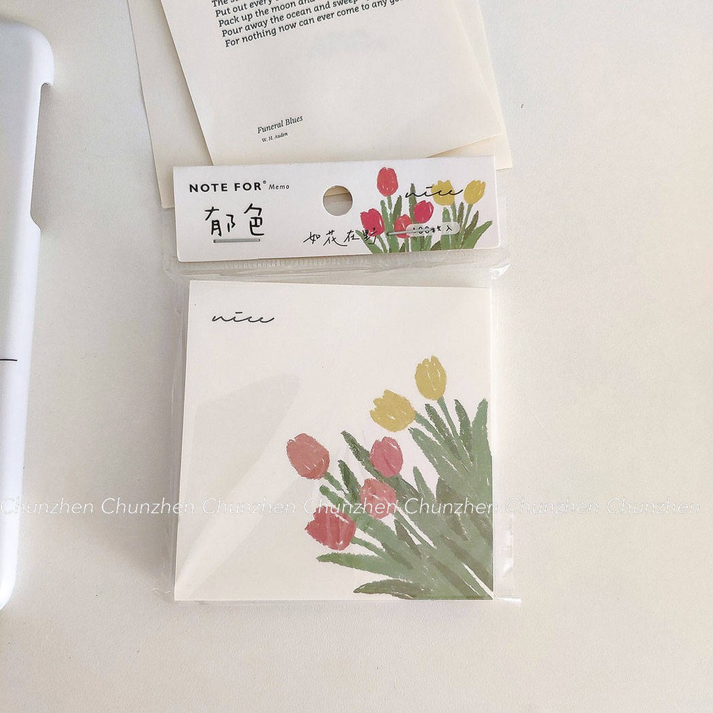 Lưu ý Đối với hoa trong giấy thông thường hoang dã, thông điệp thực vật dễ thương, ghi chú, giấy không dính