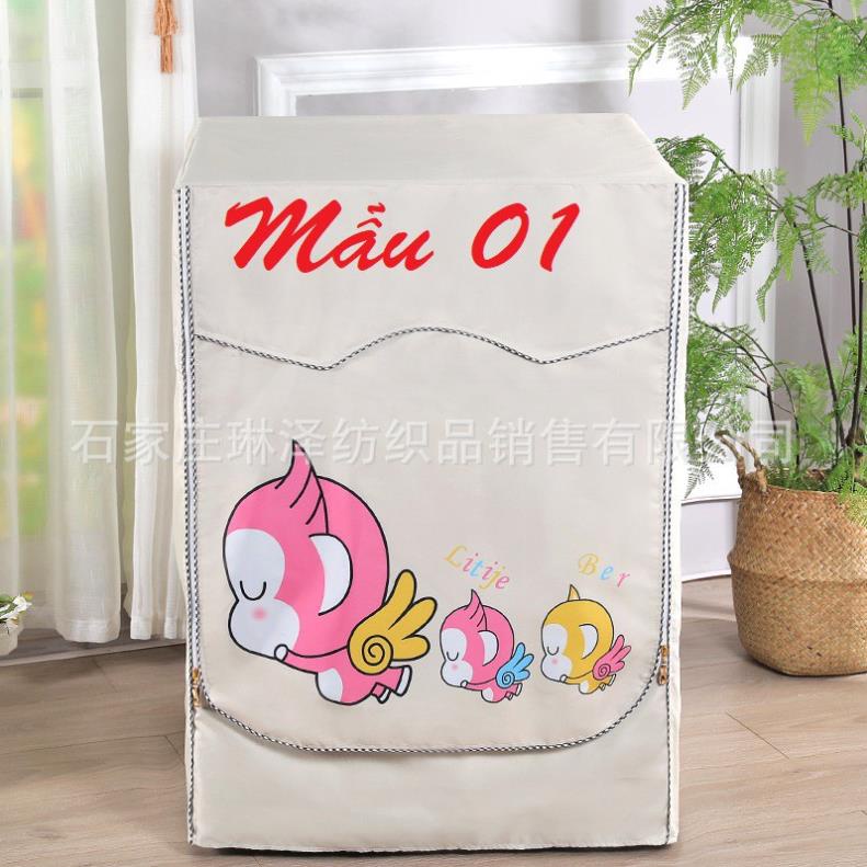 Vỏ bọc máy giặt cửa trước lồng ngang, áo trùm vải bạt siêu bền có in hình chống nước LOẠI TỐT