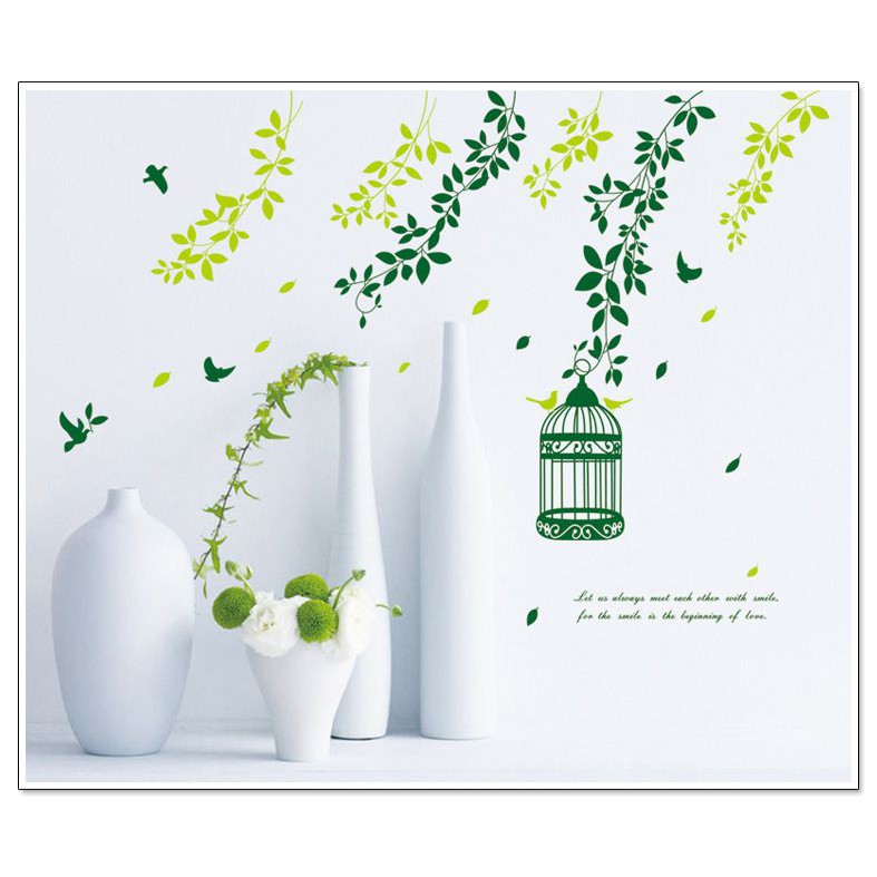 Decal dán tường 3D Giàn lá rơi DH056