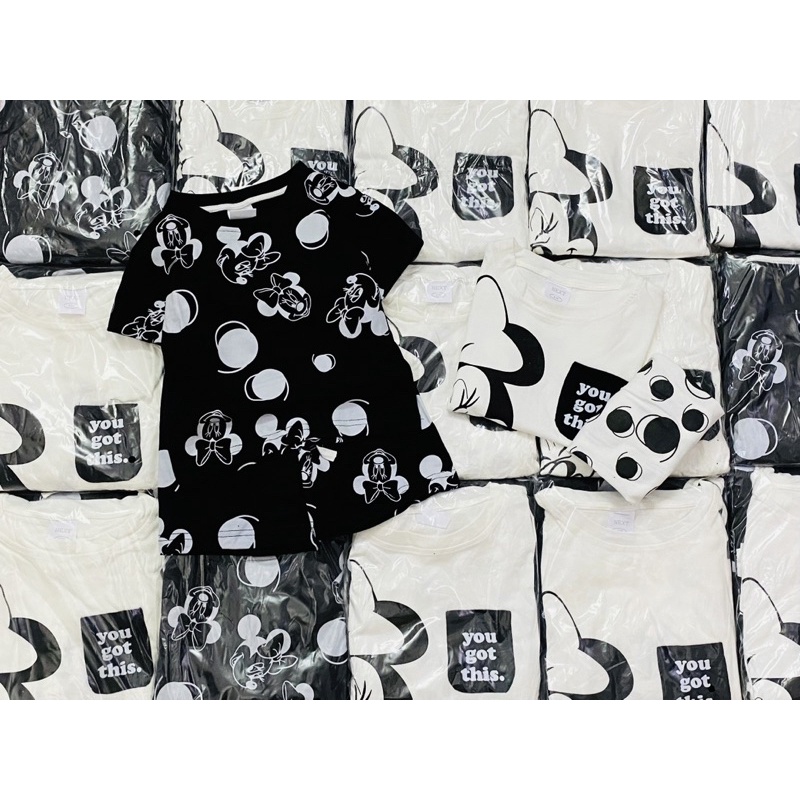 Set 2 bộ cộc tay Minnie cho bé gái màu đen trắng size từ 10-24 cân