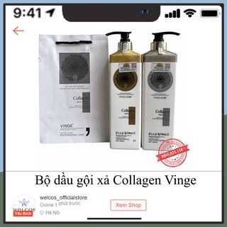 Bộ Dầu Gội Xả Collagen Vinge 1000ML  Ngăn Rụng Tóc Phục Hồi Tóc Hư Tổn  Chính Hãng CT52