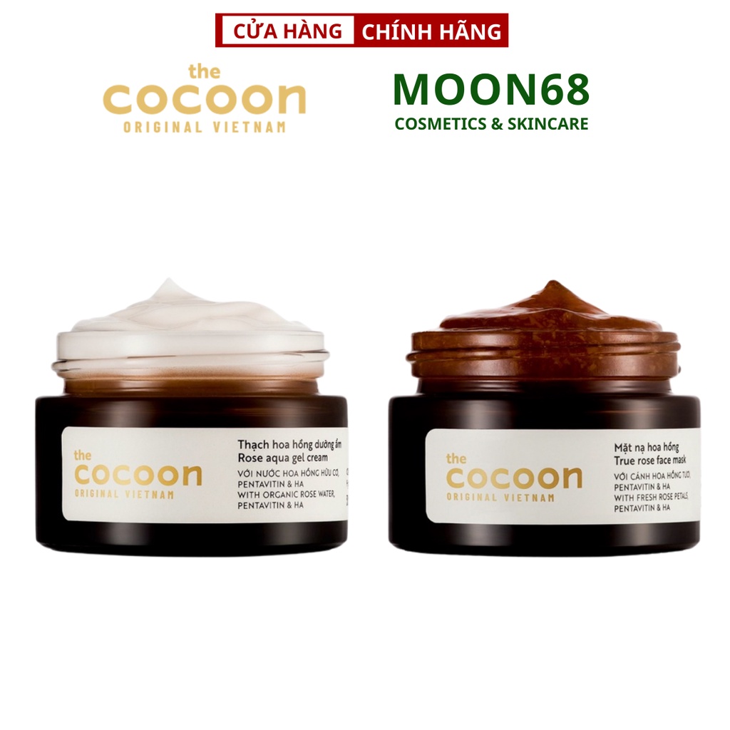 Combo mặt nạ hoa hồng cocoon 30ml + thạch hoa hồng dưỡng ẩm cocoon 30ml - Moon68 - Cocoon Việt Nam